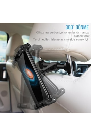 Polham Mobile Araç İçi Arka Koltuk İçin Tablet Tutucu, 360 Derece Dönebilen Ayarlanabilir Tablet, Telefon Tutucu S