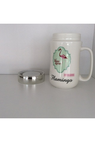 Flamingo Temalı Kapaklı Bardak Çok Renkli