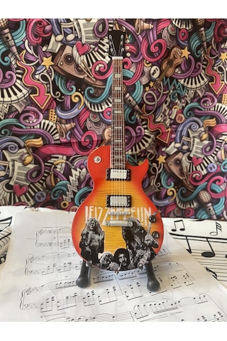 Elektro Gitar El Yapımı Ahşap Minyatür Hediyelik Biblo 25 Cm 2 Le