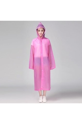 Unisex Pembe Eva Kumaş Su Rüzgar Geçirmez Yağmurluk Pembe