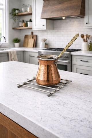 Karteya Gümüş Metal Çeyiz Ve Sunum İçin Nihale Krom Tava Tencere Altlığı Gri