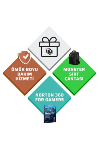 Monster Abra A5 V22.2.5 Core 7 250H 32 GB 1 TB SSD 8 GB RTX5050 15.6" W11H Dizüstü Bilgisayar