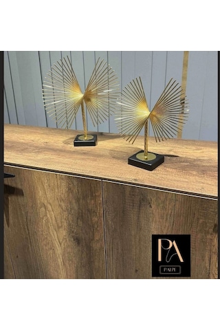 Gold 2'li P Ofis Metal Aksesuar Biblo Ev Salon Dekorasyon Obje