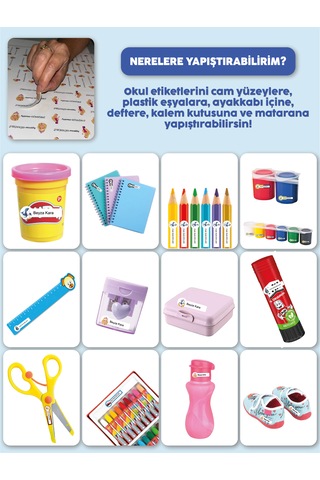 Okul Etiketi Kalem Defter Etiketi Mavi Balina Temalı Özel İsim Yazılabilen Etiket - 252adet