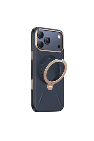 Torras Apple iPhone Uyumlu 17 Pro O Stand Spin Vegskin Serisi Magsafe Kılıf Lacivert