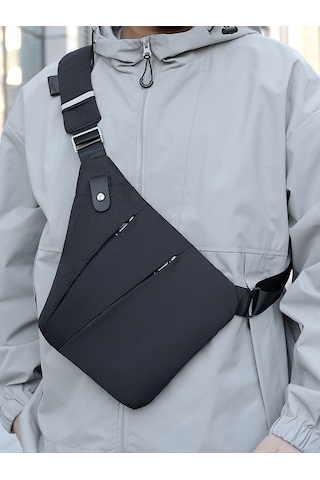 Omuz Çantası/göğüs Çantası Sağ Omuz Siyah Erkek Modeli Açık Hava Sporları Omuz Çantası Tek Omuz Çantası Siyah
