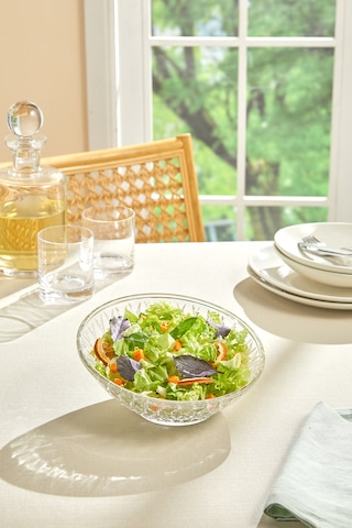 Selen Concept Yatık Kafes Model El Yapımı Cam Meyve Sunum Ve Salata Kasesi Şeffaf