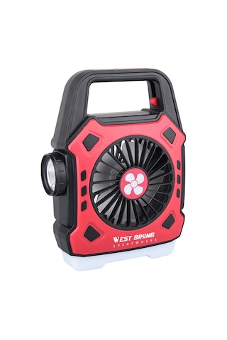 Çok İşlevli Kamp Fanı Açık Hava Taşınabilir Hafif Hızlı Şarj El Lambası Elektrikli Fan Kırmızı