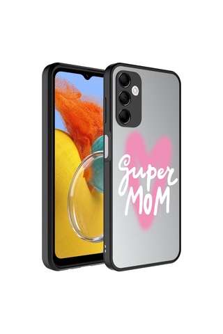 Samsung Galaxy Uyumlu M14 Kılıf Aynalı Desenli Kamera Korumalı Parlak Zore Mirror Kapak - Yazı