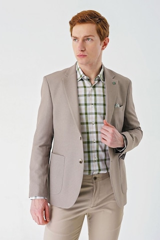 İmza Örme Mono Yaka Çift Yırtmaç Likralı 6 Drop Slim Fit Dar Kesim Klasik Ceket 1002240138 - Bej