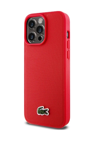 Apple Uyumlu iPhone 15 Pro Max Kılıf Lacoste Lisanslı Pu Pike Desenli İkonik Timsah Dokuma Logolu Yeşil