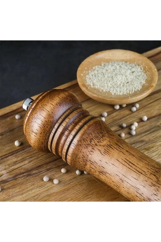 2'li Komple Ahşap Gövdeli Tuz Karabiber Değirmeni Baharat Öğütücüsü 14 Cm - Baharat Değirmeni Bambu