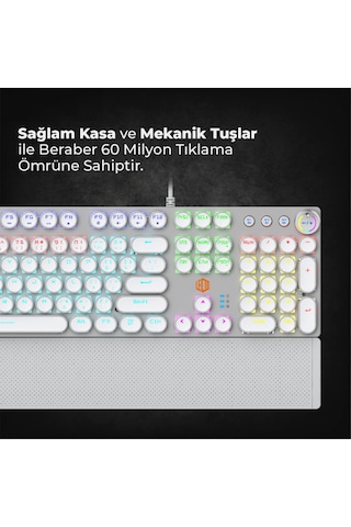 Lecoo KG1102 Kablolu Blue Switch Makro Tuşlu RGB Mekanik Gaming Türkçe Q Metalik Klavye