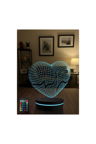3d Kalp Şeklinde Led Gece Lambası Uzaktan Kumandalı Rgb Masa Lambası Dekoratif Ambiyans Işığı Çok Renkli