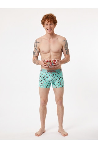 Carnaval Socks Lolipop Desenli Erkek Boxer Pamuklu Likralı Parlak Lastikli Kutulu Mint Yeşili Çoklu