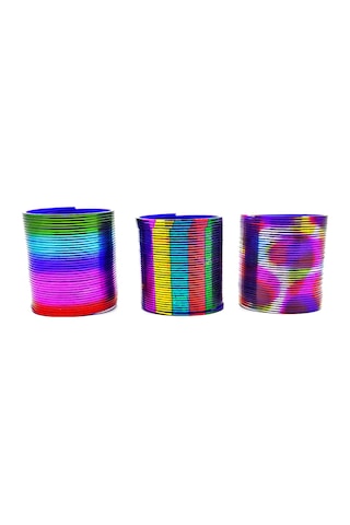 Metalik Renkli Stres Yayı Desenli Oyuncak Stres Yayı - 5 Cm Çapında - 1 Adet