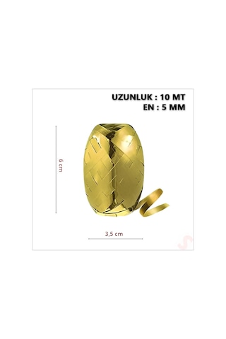 Rafya, 5 Mm X 10 Mt - Metalik Altın