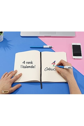 4 Colours Message Tükenmez Kalem 12'li Kutu, 1.0mm Uç, Tek Kalemde Mavi, Kırmızı, Yeşil Ve Siyah Renkler Çok Renkli