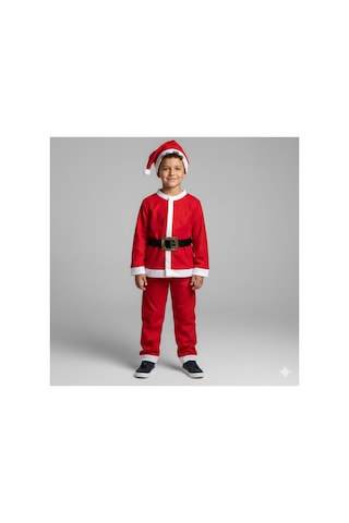 Kingshark Bebek Ve Çocuk Yeni Yıl Noel Baba Kostüm Yılbaşı Kostüm Kırmızı