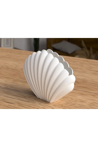 Shell 3d Modern Tarz Deniz Kabuğu Boyanabilir Plastik Vazo Beyaz