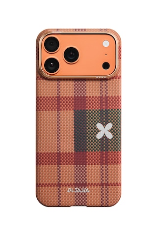 İphone 17 Pro Max Uyumlu Kılıf M-safe Şarjlı Aramid Fiber Pitaka Flora İn Grid Serisi Kapak Kahve Kahverengi