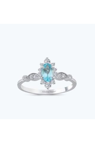 Altınbaş Pırlanta Mavi Topaz Oval Yüzük Pnf002skt-14k