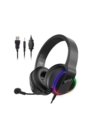 Eksa E400 Gaming Kulaklık Oyuncu Kulaklığı 3D Surround RGB Led 3.5 mm & Çıkarılabilir Mikrofon - ZORE-257904