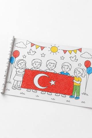 Haydi Dekor 30 Ağustos Zafer Bayramı Boyama Rulosu 30 Cm X 4 Metre Türk Bayrağı Ve Atatürk Temalı Çocuk Boyama Kâğıdı Okul Etkinliği 1 Adet