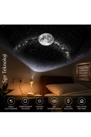 Mighty 10 Siyah Beyaz 14 Renkli Desenli Usb Led Projektör Gece Lambası 360 Derece Ayarlanabilir Esnek Yansıtıcı