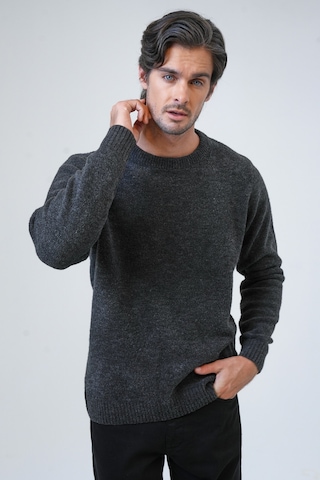 Antrasit Regular Fit Bisiklet Yaka Triko Kazak-antrasit Antrasit