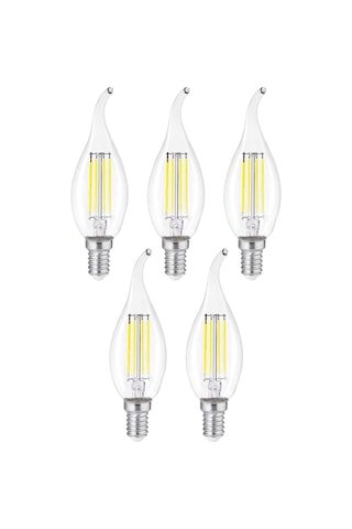 Dekoratif Kıvrık Buji Mum Avize Ampulü 6w E14 6500k Beyaz Işık Erd-94