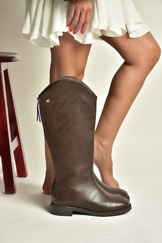 Fox Shoes Z973286109 Kahverengi Düz Taban Klasik Kadın Çizme