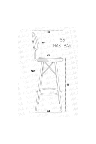 Has Bar Sandalyesi 65 Lik Beyaz Ayak-siyah Deri 90 Cm İle 100 Cm Ada & Masalara Uygun