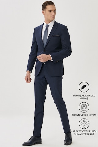 AC&Co / Altınyıldız Classics Erkek Slim Fit Dar Kesim Mono Yaka Takım Elbise Lacivert