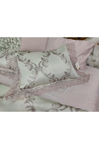 Finezza Selen Poly. Pamuk Jakarlı Pudra Yatak Örtüsü Seti Çift Kş Pudra