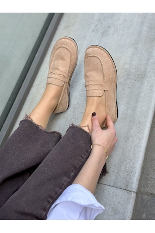 Erva'nın Butiği Bej Süet Daria Kadın Casual Günlük Ayakkabı-6135