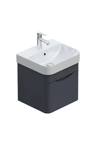 Aqua Bagno Piccolo 2.0 Alt Dolap 57 Cm. Antrasit Gri Parlak-lavabo Dahil Antrasit