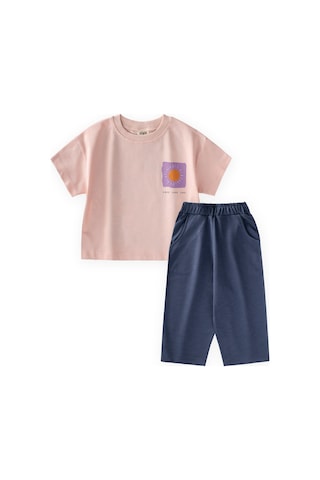 Cigit Yüksek Bel Pantolonlu Takım 2-10 Yaş Pudra Pembe