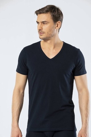 Cacharel Erkek Derin V Yaka Likralı Siyah T-shirt 001
