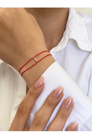 14 Ayar Altın Üç Dorikalı Tasarım Zarif Altın Bileklik Altın