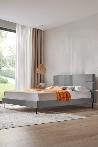 Puffy Baseup Başlıklı Karyola - Antrasit, 100x200 Cm