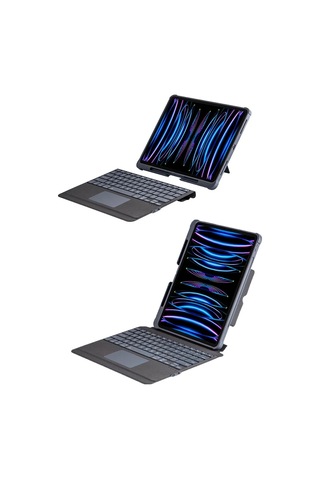 T5509d Apple Uyumlu iPad Pro 12.9 2022 Kılıf Palermo Ledli Klavyeli Standlı Tablet Kılıfı - Siyah Diğer