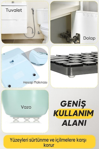 200 Lü 10mm Yapışkanlı Şeffaf Silikon Ses Stoperi Dolap Çekmece Tamponu Koruyucu Diğer
