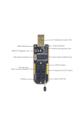 Ch341a 24 25 Serisi Eeprom Flash Bıos Usb Programlayıcı + Soıc8 Test Klipsi