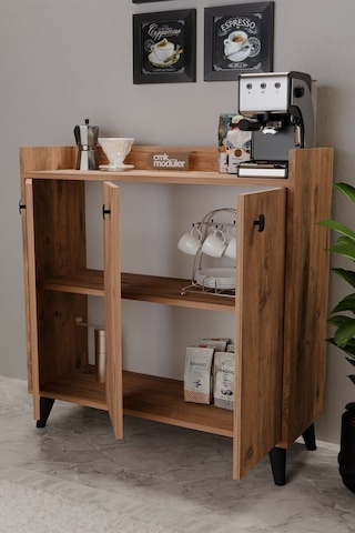 Milan Kahve Köşesi Çok Amaçlı Mutfak Dolabı Kiler Erzak Dolabı Atlantik Çam