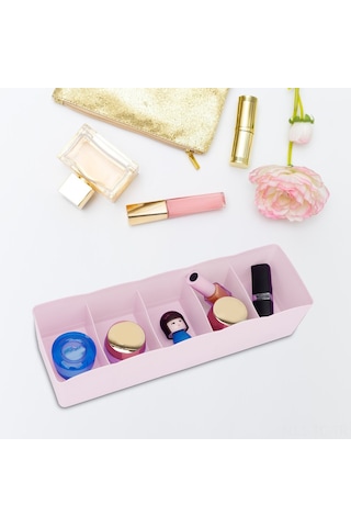 Skycity Plastik Çekmecelik Bölmeli Organizer - Çorap, Büste, Kravat, Kozmetik Saklama Kutusu - Pembe - Dayanıklı Ve Organizasyon Helper Pembe