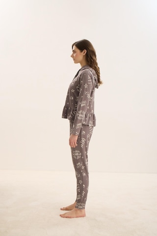 Kadın Uzun Kol Kapüşonlu Antrasit Pijama Takım C4t8n9o51 001