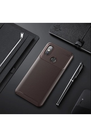 Xiaomi Mi Max 3 Kılıf Karbon Desenli Esnek Yüksek Kaliteli Meteryalden Üretilmiş Silikon Kapak Ryc/negro Kahverengi
