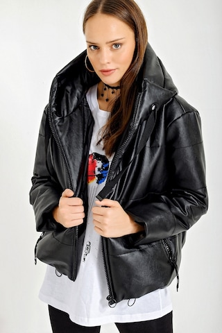 5114 Oversize Deri Mont - Siyah 001