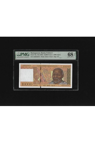 Madagaskar Madagascar Banky Foiben'i 10.000 Francs Frank P79a Nd 1995 Pmg 68 Epq Superb Gem Unc Ç